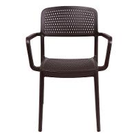 Cadeira Tramontina Serena Com Braços Marrom Empilhável Em Polipropileno Com Proteção Antimicrobiana - 2