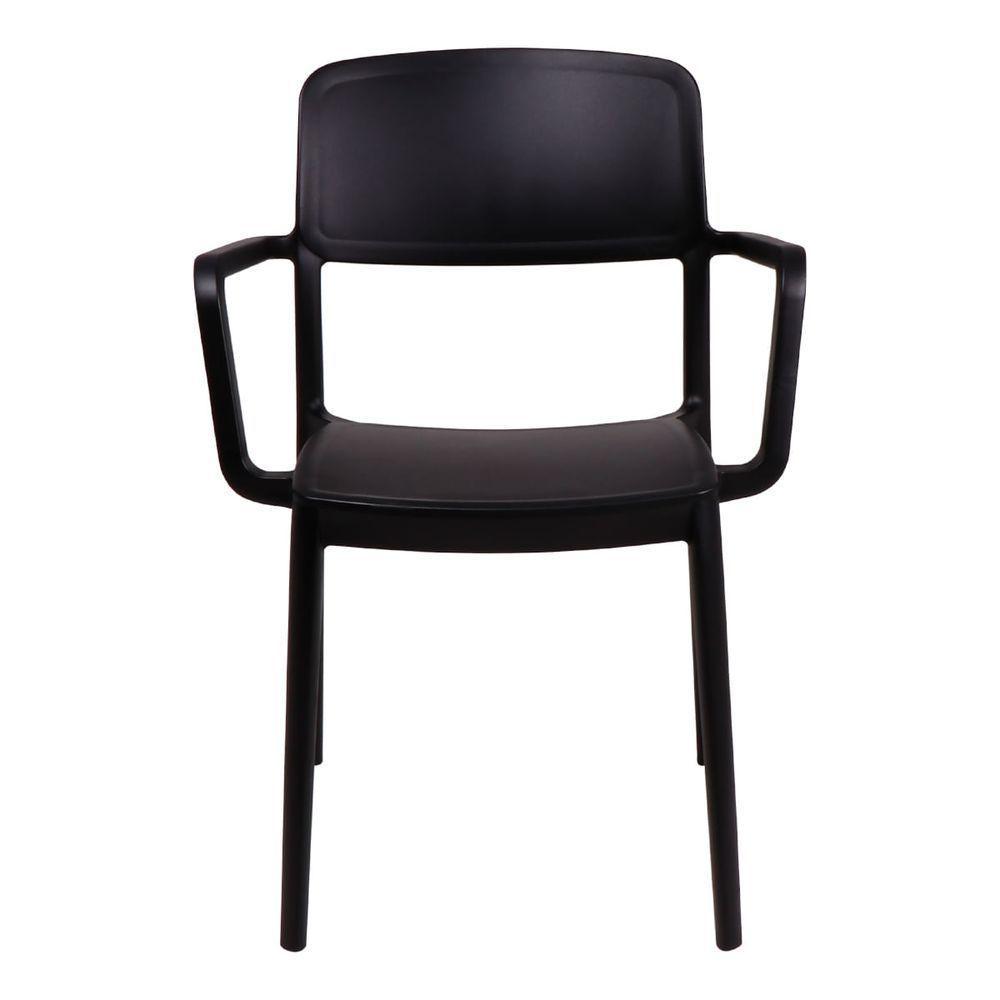 Cadeira Tramontina Marta Com Braços Preta Empilhável Em Polipropileno Com Proteção Antimicrobiana - 2