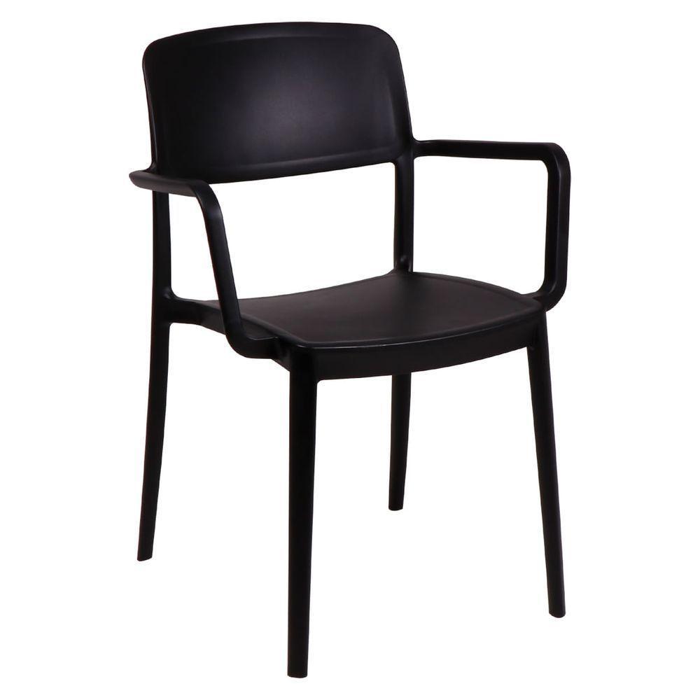 Cadeira Tramontina Marta Com Braços Preta Empilhável Em Polipropileno Com Proteção Antimicrobiana - 3