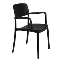 Cadeira Tramontina Marta Com Braços Preta Empilhável Em Polipropileno Com Proteção Antimicrobiana - 1