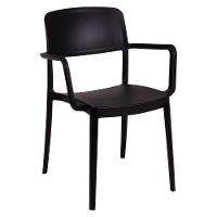 Cadeira Tramontina Marta Com Braços Preta Empilhável Em Polipropileno Com Proteção Antimicrobiana - 3