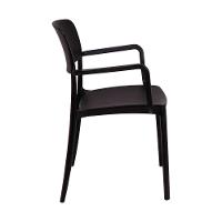 Cadeira Tramontina Marta Com Braços Preta Empilhável Em Polipropileno Com Proteção Antimicrobiana