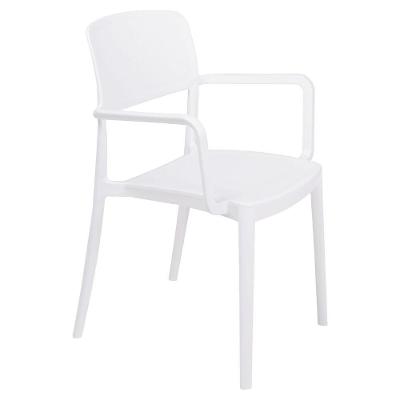 Cadeira Tramontina Marta Com Braços Branca Empilhável Em Polipropileno Com Proteção Antimicrobiana