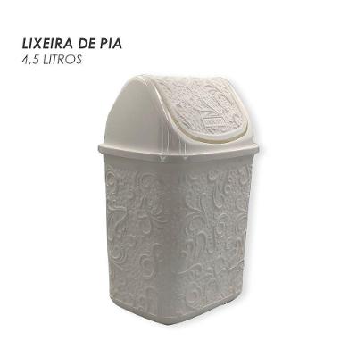 Lixinho De Banheiro Pia Basculante Renda 4,5 Litros Lixeira Trabalhada