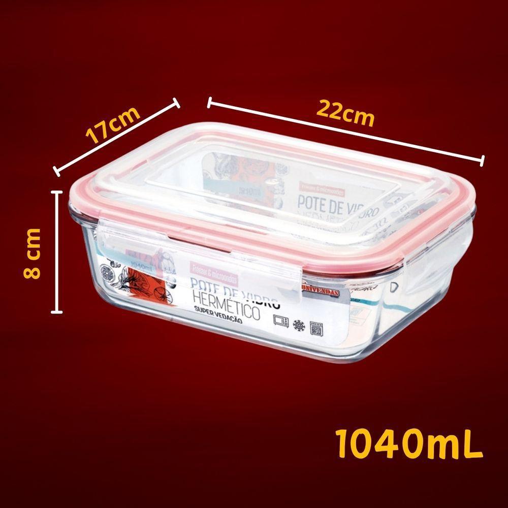 Vasilha De Vidro Hermética Marmita Com Tampa 1040ml Mantimentos Para Microondas Freezer Congelador Geladeira Comida Pote - 4