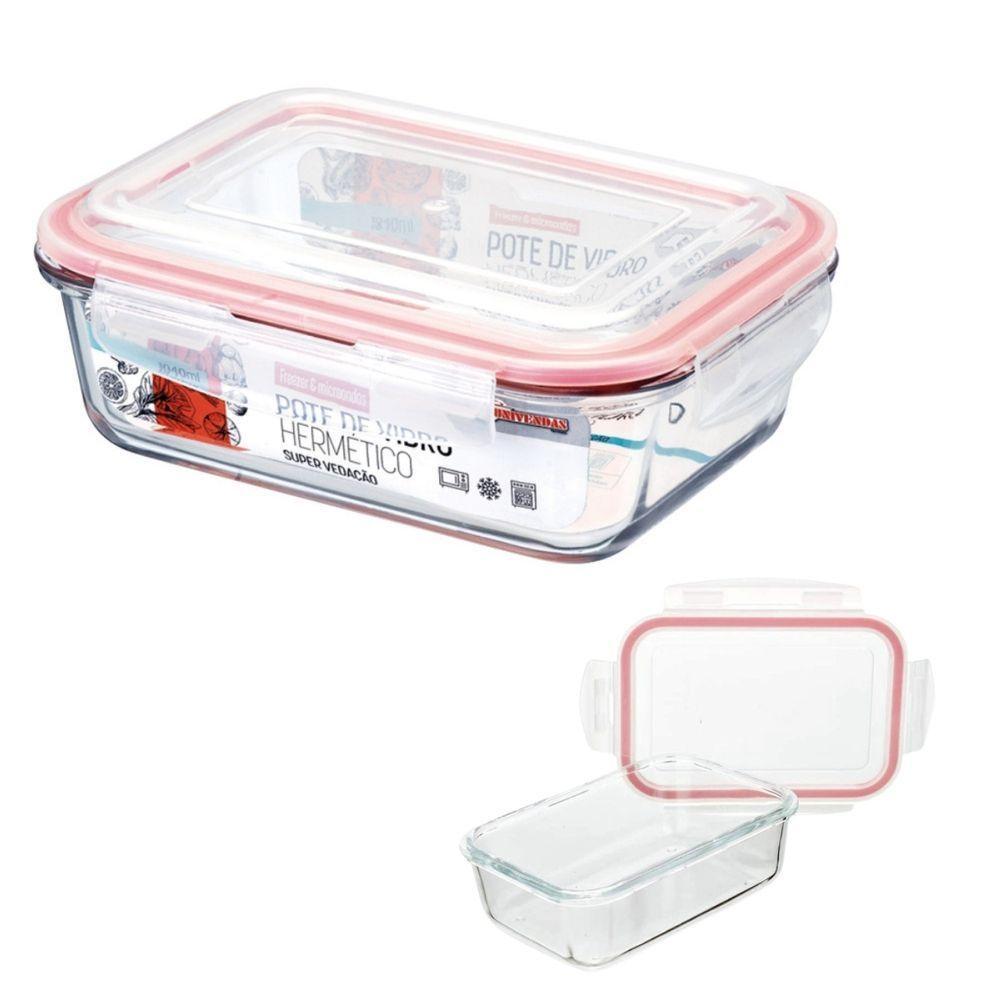 Vasilha De Vidro Hermético Marmita Mantimentos Tampa 1040ml Para Microondas Freezer Congelador Geladeira Guarda Alimento - 1