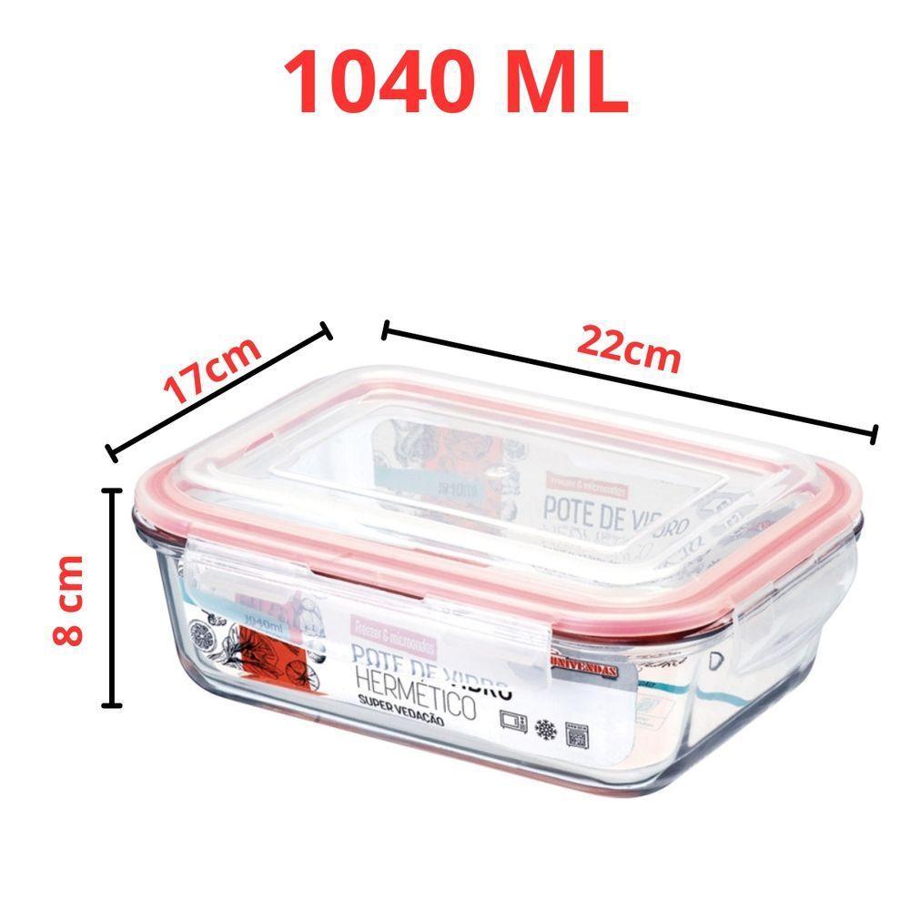 Vasilha De Vidro Hermético Marmita Mantimentos Tampa 1040ml Para Microondas Freezer Congelador Geladeira Guarda Alimento - 3