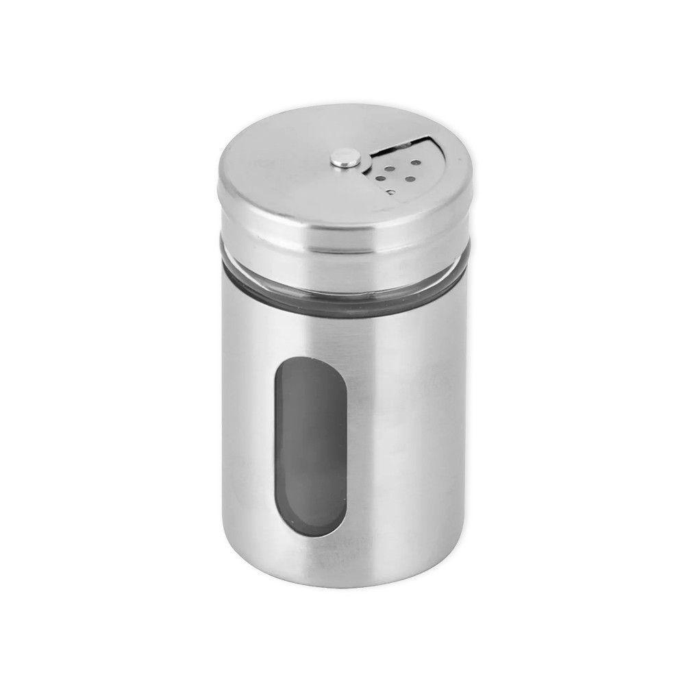 Saleiro Pimenteiro Porta Tempero Inox Regulagem E Visor De Quantidade - 1