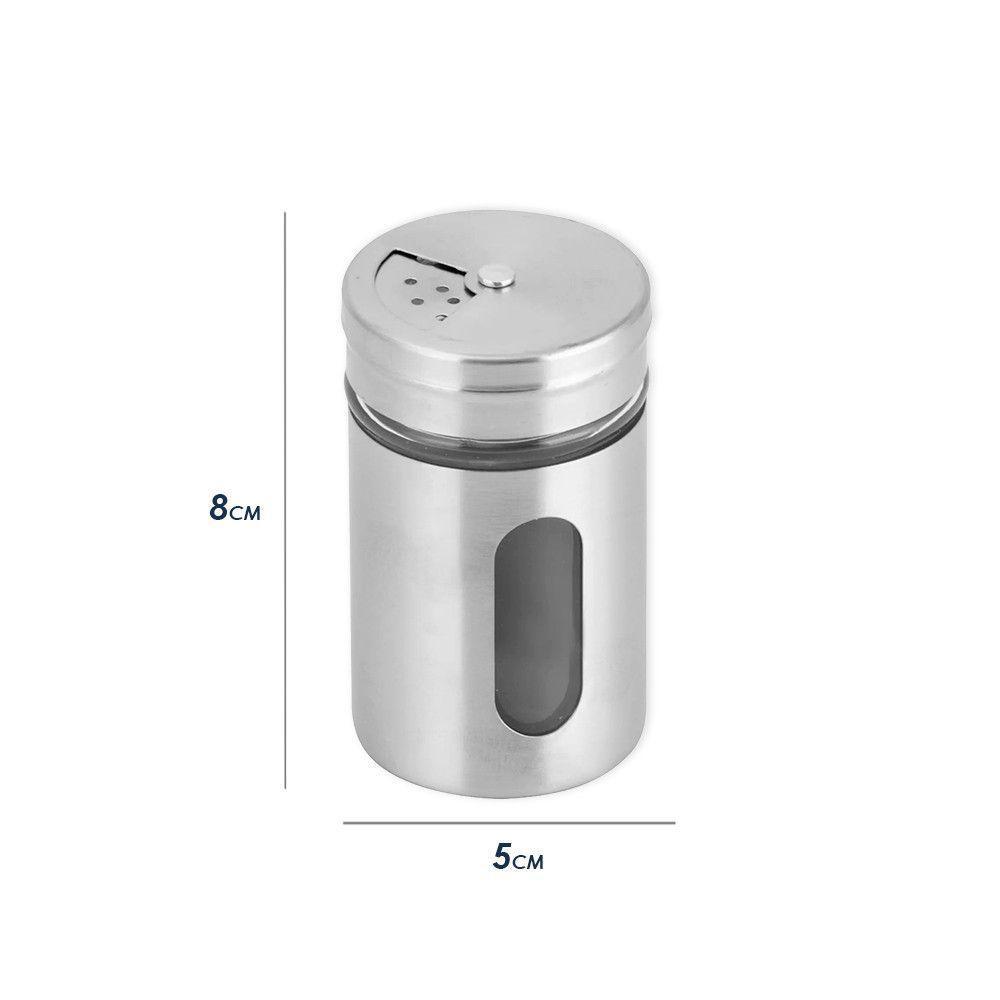 Saleiro Pimenteiro Porta Tempero Inox Regulagem E Visor De Quantidade - 2