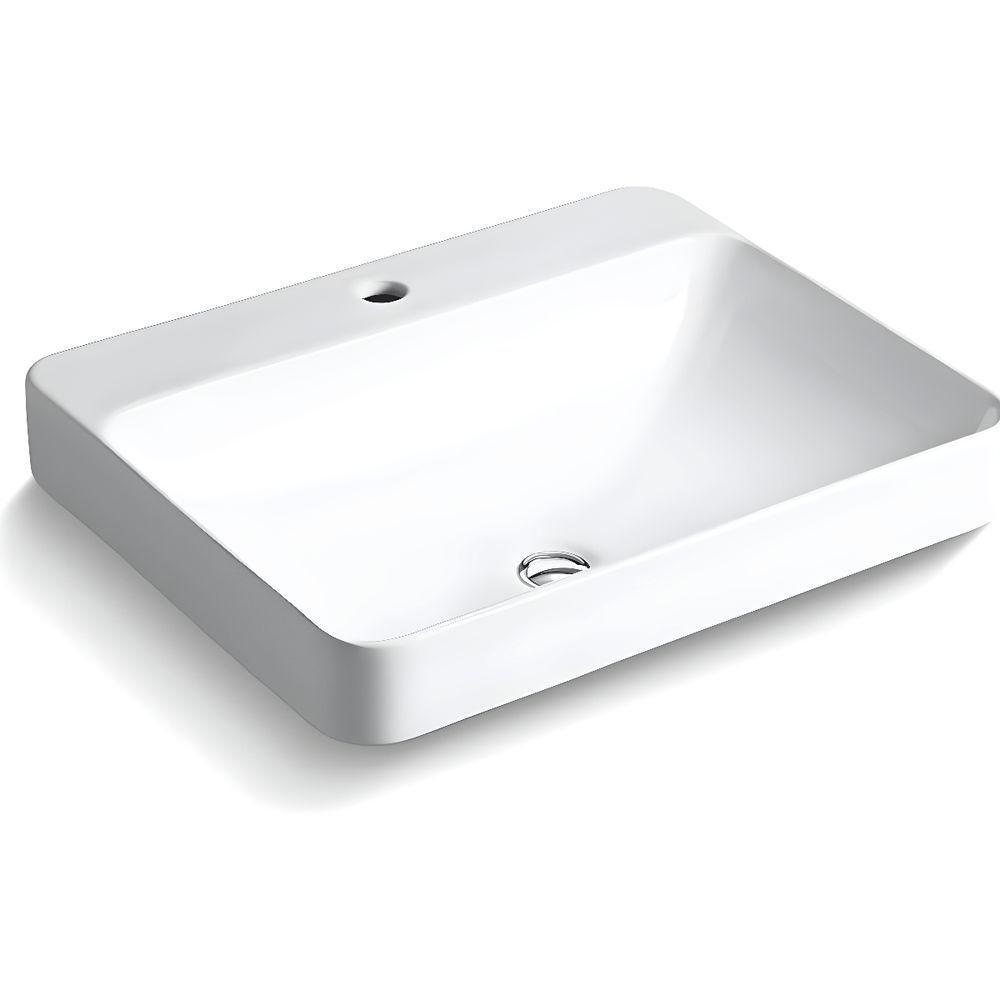 Cuba Para Banheiro Kohler Vox Retangular De Sobrepor Retangular 58x46cm Com Furo Branca 2660br-1-0 Branco - 1