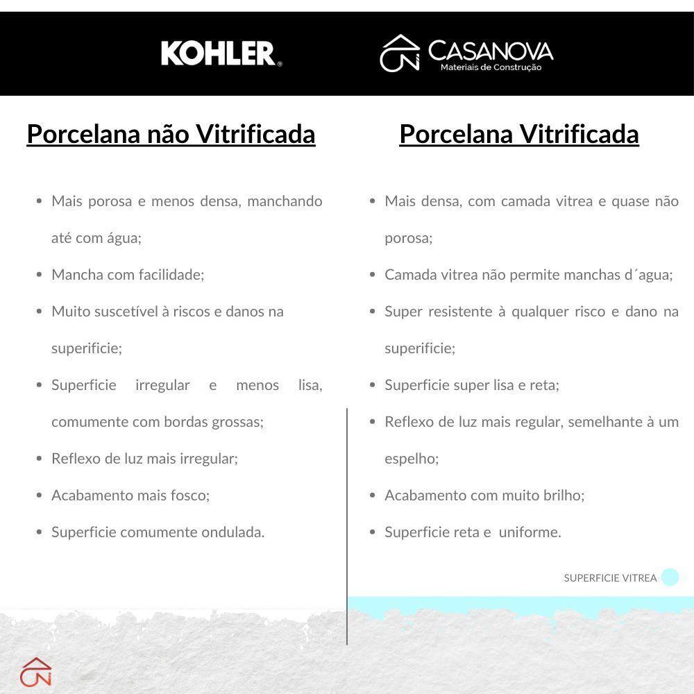 Cuba Para Banheiro Kohler Vox Retangular De Sobrepor Retangular 58x46cm Com Furo Branca 2660br-1-0 Branco - 3