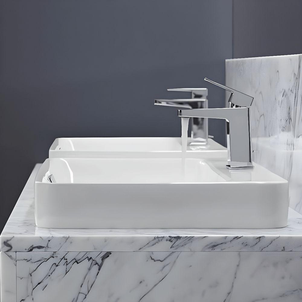 Cuba Para Banheiro Kohler Vox Retangular De Sobrepor Retangular 58x46cm Com Furo Branca 2660br-1-0 Branco - 6