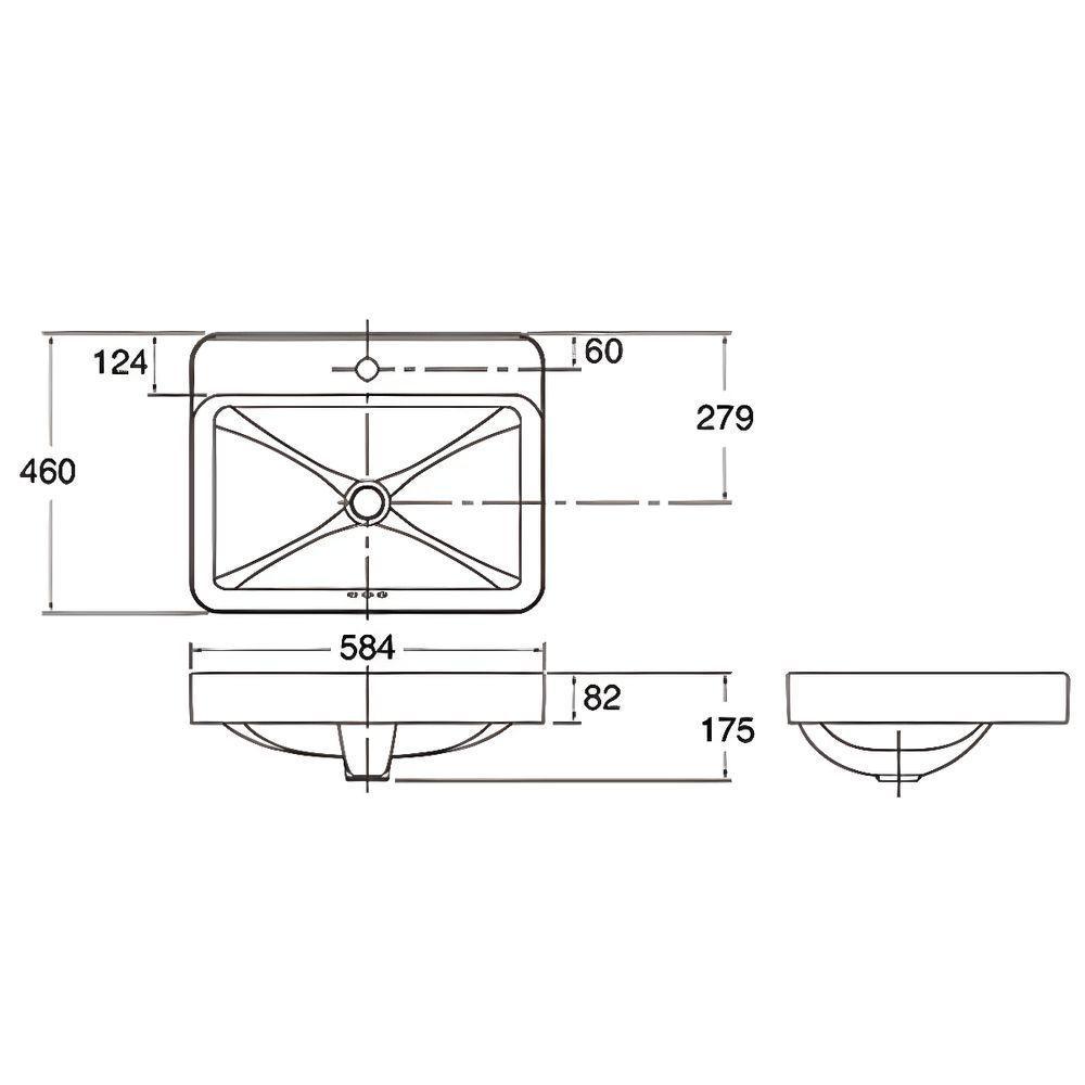 Cuba Para Banheiro Kohler Vox Retangular De Sobrepor Retangular 58x46cm Com Furo Branca 2660br-1-0 Branco - 8