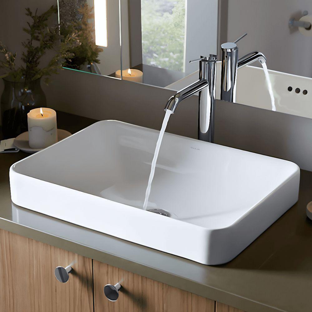 Cuba Para Banheiro Kohler Vox De Sobrepor Retangular 57x41cm Branca 5373br-0 Branco - 8