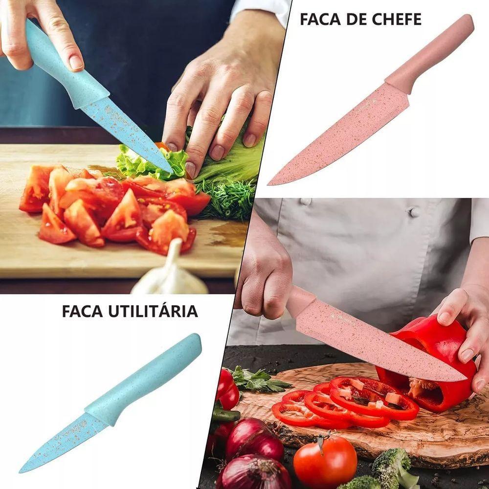 Conjunto Faqueiro Contendo 6 Peças Sendo 4 Facas 1 Tesoura 1 Descascador - 8