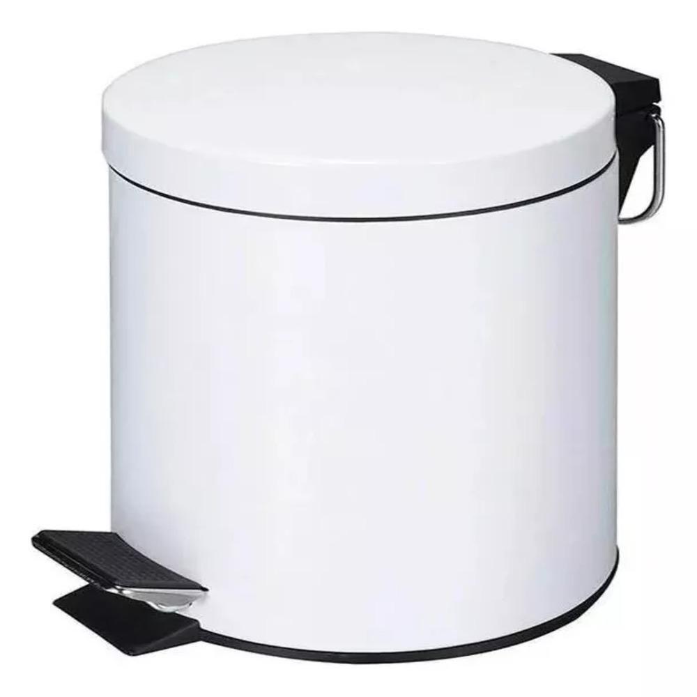 Lixeira Inox 3 Litros Com Pedal Cesto Removível Para Banheiro Ou Cozinha Branca - 1