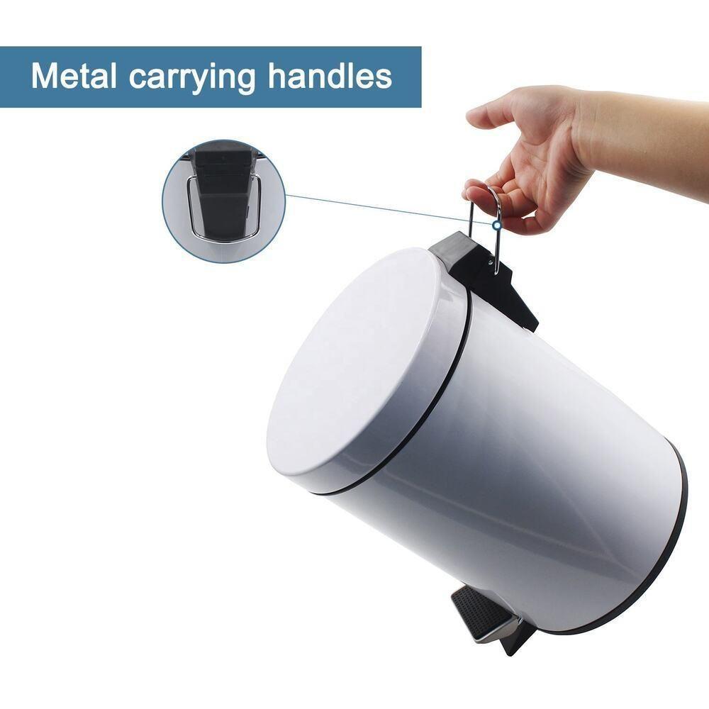 Lixeira Inox 3 Litros Com Pedal Cesto Removível Para Banheiro Ou Cozinha Branca - 6