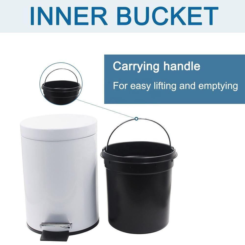 Lixeira Inox 3 Litros Com Pedal Cesto Removível Para Banheiro Ou Cozinha Branca - 7