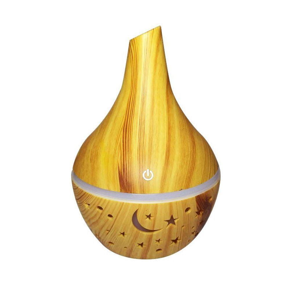 Mini Umidificador Aromatizador Abajur Usb Touch 2 Modos Estilo Madeira - 1