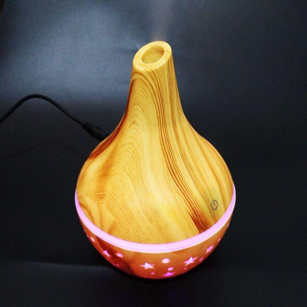 Mini Umidificador Aromatizador Abajur Usb Touch 2 Modos Estilo Madeira - 2