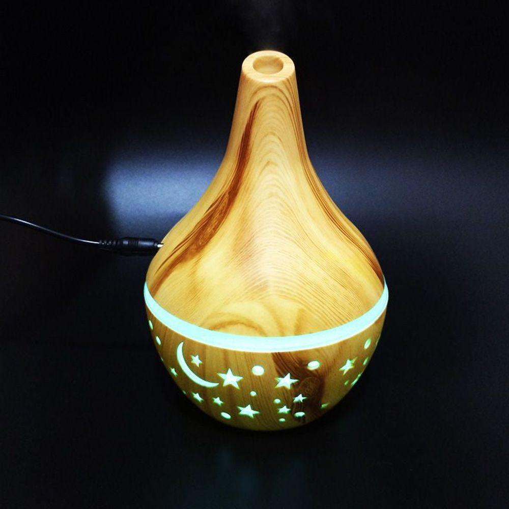 Mini Umidificador Aromatizador Abajur Usb Touch 2 Modos Estilo Madeira - 4