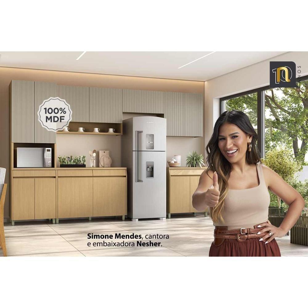 Paneleiro de Cozinha Simone Mendes c/ 4 Portas e 1 Gaveta 70cm Carvalho/Cinza - Nesher - 3