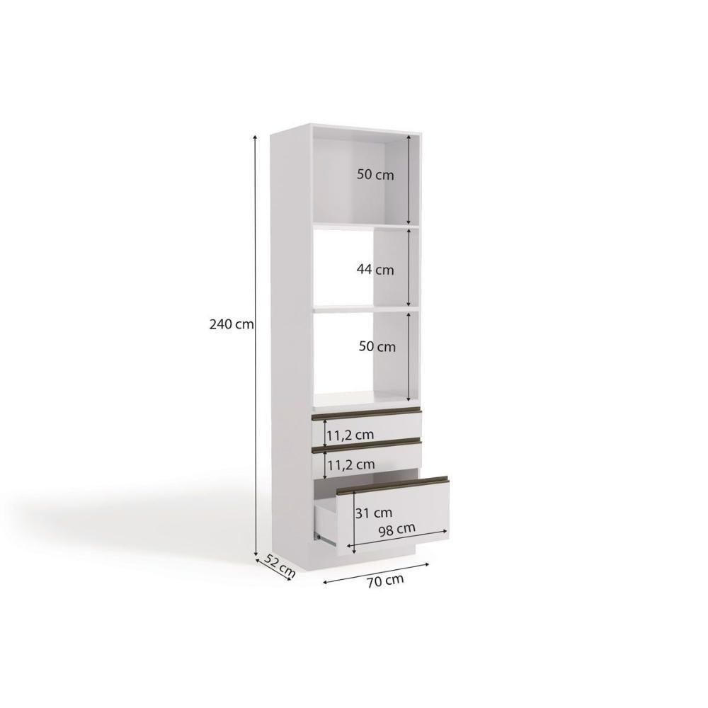 Paneleiro de Cozinha Modulado Maxxi G750 Torre Quente c/ 1 Porta e 3 Gavetas 70cm Canela - Kappesberg - 3