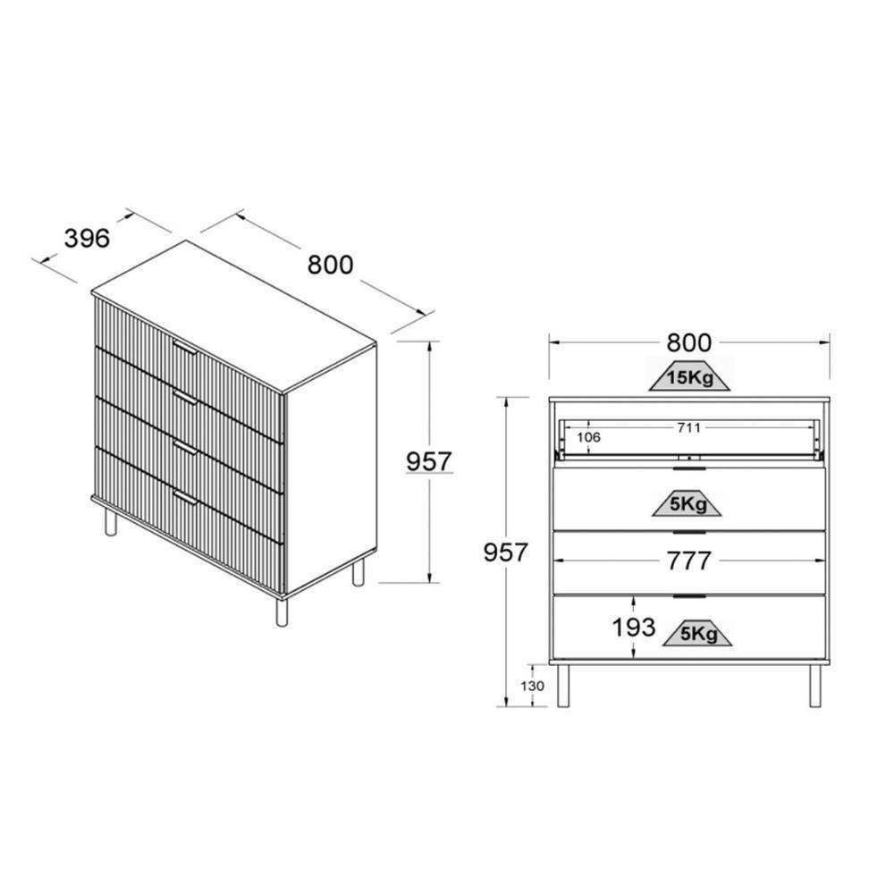 Cômoda Ditália 4 Gavetas DM-239 Branca - 8