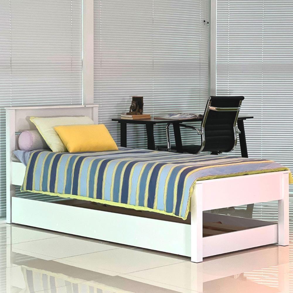 Cama Solteiro Ditália Cama Aux+2colch Cm22 Cm23 Cor:branco Branco - 8
