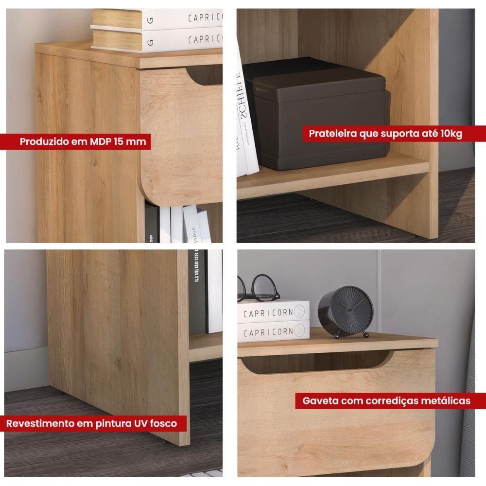 Mesa De Cabeceira Ditália 1 Gaveta Dm-126 Cor:riviera Riviera - 2