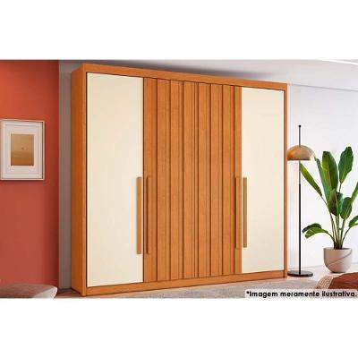 Guarda Roupa Solteiro 4 Portas 2 Ripadas e 4 Gavetas Grécia Cinamomo/Off White - Conquista
