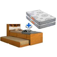 Colchão Solteiro Pérola Polar (2un) + Bicama Ravena c/ Baú Cinamomo/Off White - 1