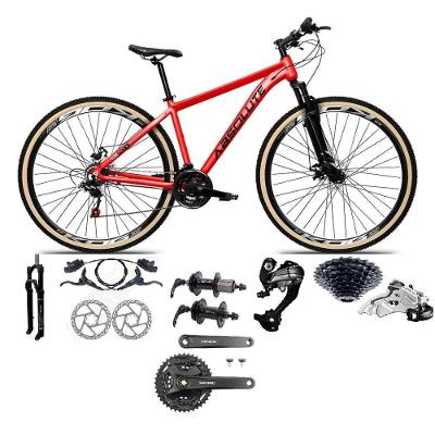 Bicicleta Aro 29 Absolute Nero 5 Câmbios 27v Shimano Altus Freios Hidráulicos Pneu Com Faixa - Vermelho Tam.21