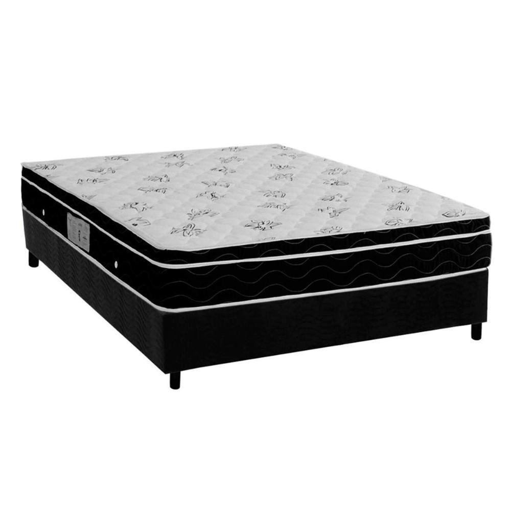 Cama Box Casal: Colchão Molas Bonnel Ortobom Nanolastic Physical Spring + Base CRC Suede Black(138x188) - 1