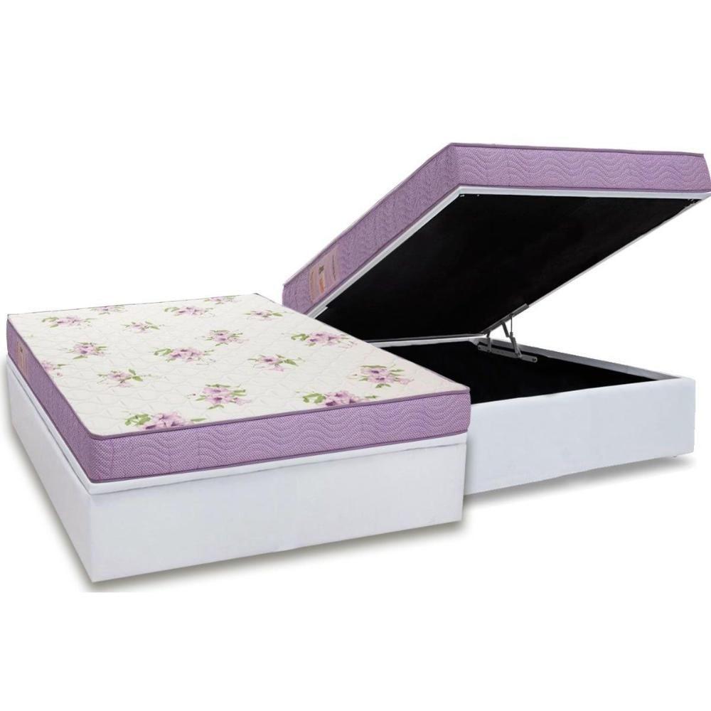 Cama Box Baú Casal: Colchão Molas Ensacadas Ortobom D23 Physical Super Resistente + Base CRC Courano White(138x188) - 1