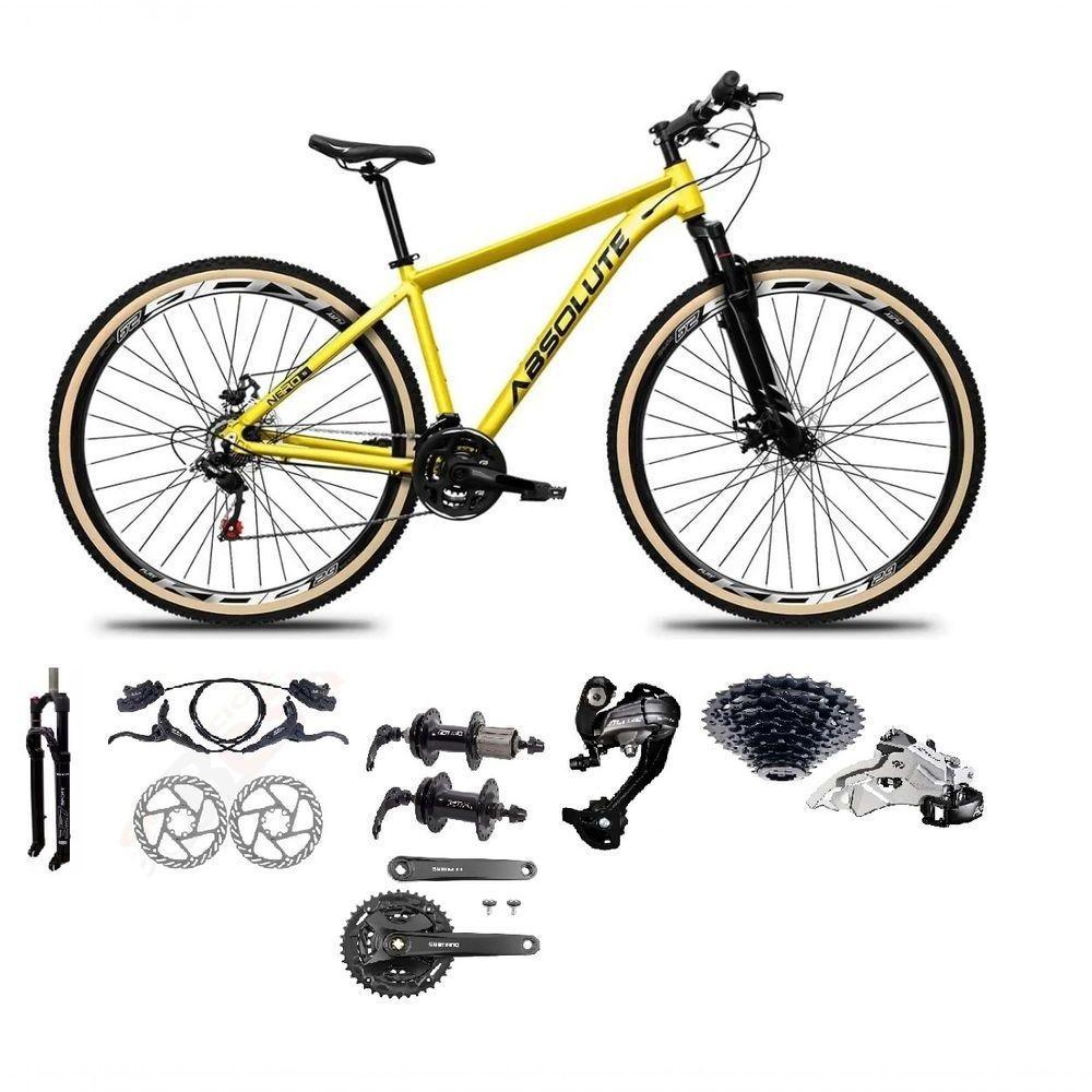 Bicicleta Aro 29 Absolute Nero 5 Câmbios 27v Shimano Altus Freios Hidráulicos Pneu Com Faixa - Amarelo Tam.15 - 1