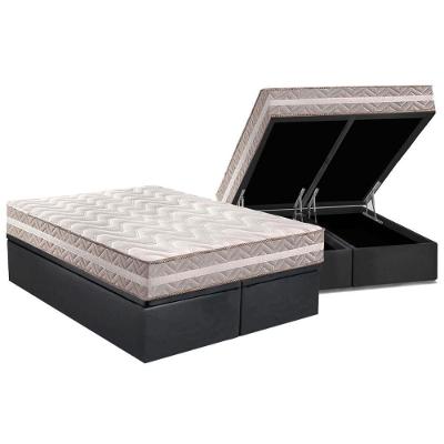 Cama Box Baú King: Colchão Anatômico Paropas D33 / AG65 Confort + Base CRC Suede Gray(193x203)