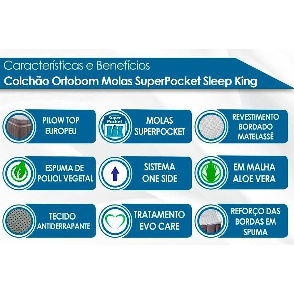 Colchão King Molas Ensacadas SuperPocket Sleep King OrtoPillow (186x198x32) - Ortobom - 5