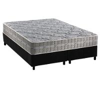 Cama Box Queen: Colchão Molas Ensacadas Anjos Royal + Base CRC Suede Black(158x198) - 1