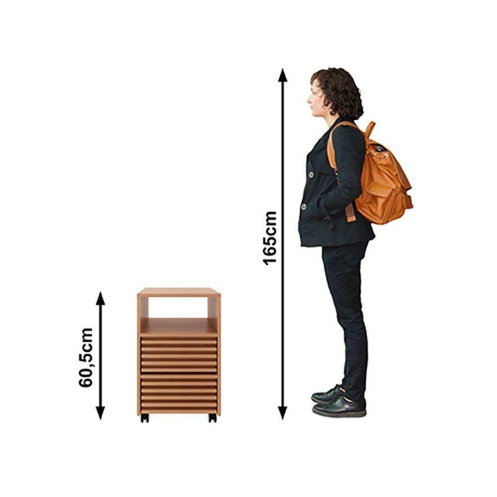 Gaveteiro p/ Escritório c/ 2 Gavetas e Rodizios Ripado ME4175 Amêndoa - Tecno Mobili - 4