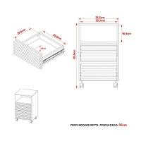 Gaveteiro p/ Escritório c/ 2 Gavetas e Rodizios Ripado ME4175 Amêndoa - Tecno Mobili - 8
