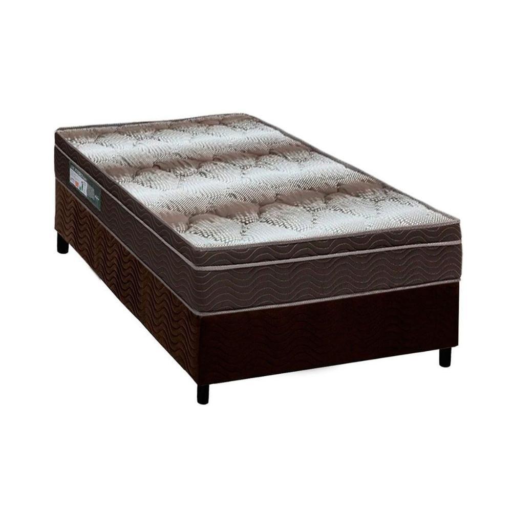 Cama Box Solteiro: Colchão Ortopédico Ortobom Wood Light + Base CRC Suede Brown(88x188) - 1