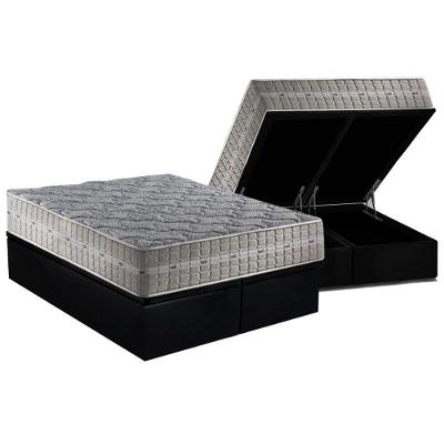 Conjunto Box Baú Queen: Colchão Molas Anjos Royal + Base CRC Suede Black(158x198)
