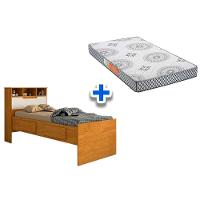 Colchão Solteiro Pérola Polar + Cama Ravena Cinamomo/Off White - 1
