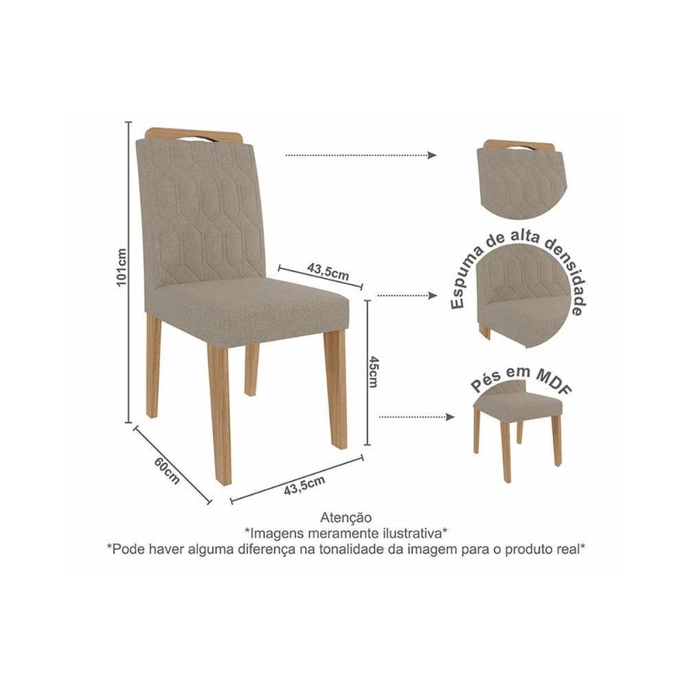 Cadeira de Cozinha Paola Wood Kit 2 Un Madeirado/Suede Nude Bege - Cimol - 4