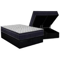 Conjunto Box Baú Queen: Colchão Espuma Ortobom D45 / Airtech 150 + Base CRC Suede Black(158x198) - 1