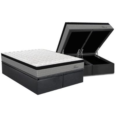 Conjunto Box Baú Queen: Colchão Espuma Orthoflex Molas Ensacadas MasterPocket Titan + Base CRC Suede Gray(158x198)