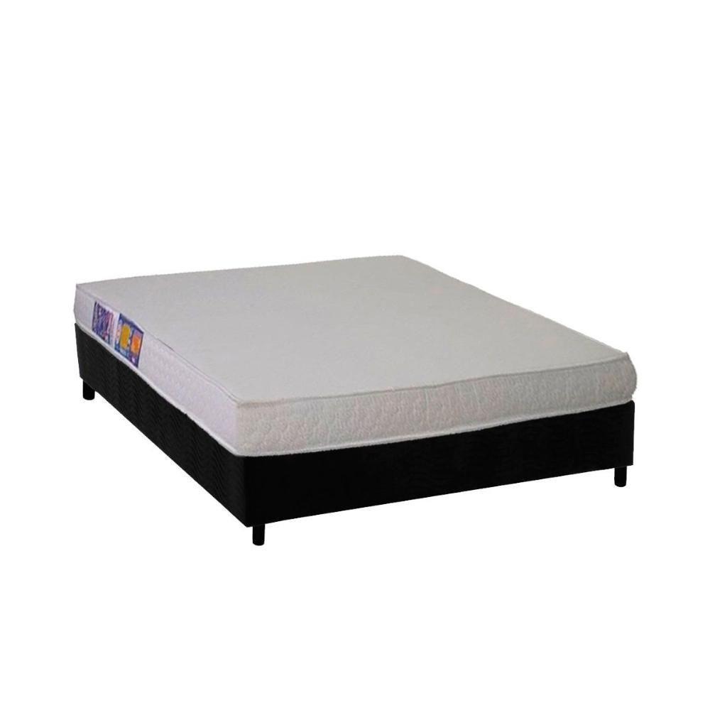 Conjunto Box Viúva: Colchão Espuma Ortobom D23 Light Saúde + Base CRC Suede Black(128x188) - 1