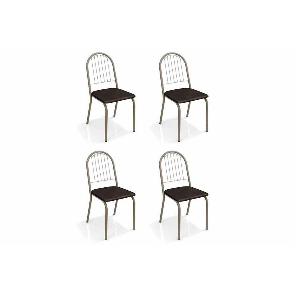 Sala de Jantar Completa Volga c/ Tampo de Vidro 95x95cm e 4 Cadeiras Noruega Preto Fosco/Capuccino - Kappesberg - 2