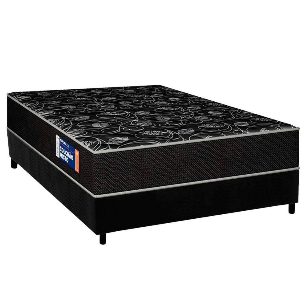 Conjunto Box Casal: Colchão Espuma Plumatex D28 IsoPluma + Base CRC Suede Black(138x188) - 1